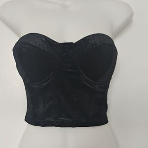 Black Eyelet Detail Top Velvet